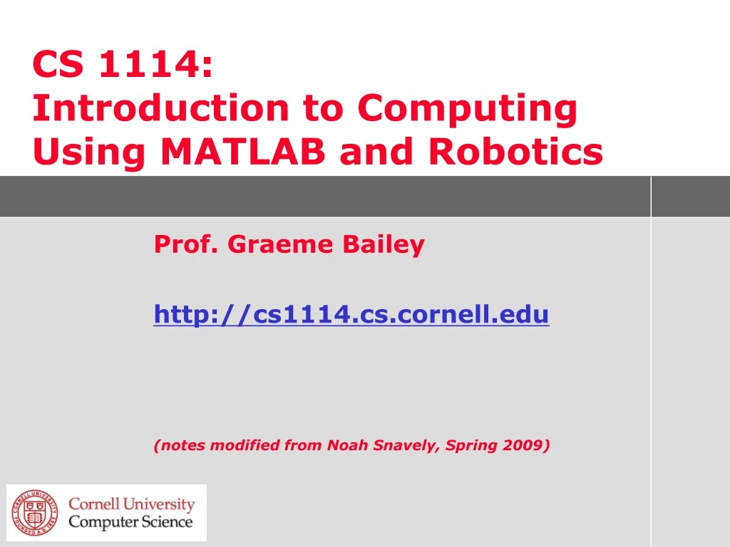 cs 1114 introduction to computing using matlab