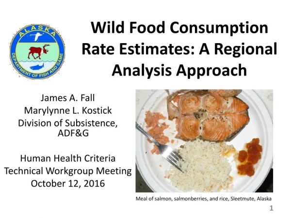 Wild Food Consumption Rate Estimates: A Regional Analysis Approach