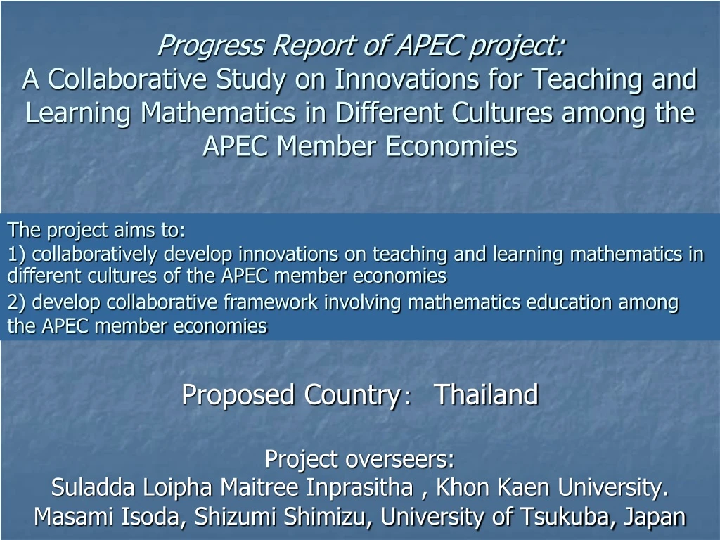 progress report of apec project a collaborative