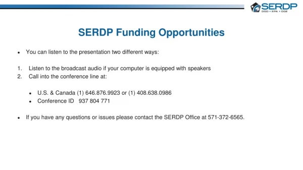 SERDP Funding Opportunities