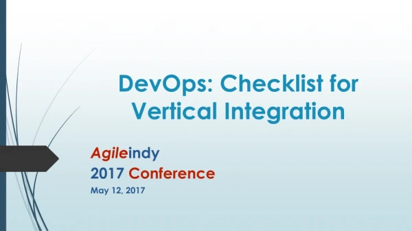 DevOps: Checklist for Vertical Integration