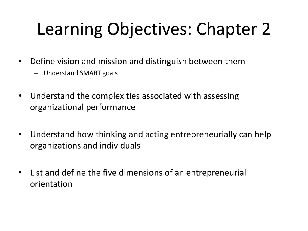 learning objectives chapter 2