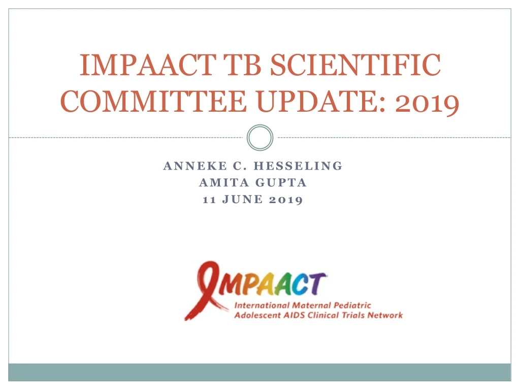impaact tb scientific committee update 2019