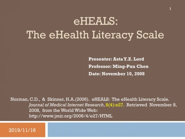 eHEALS: The eHealth Literacy Scale