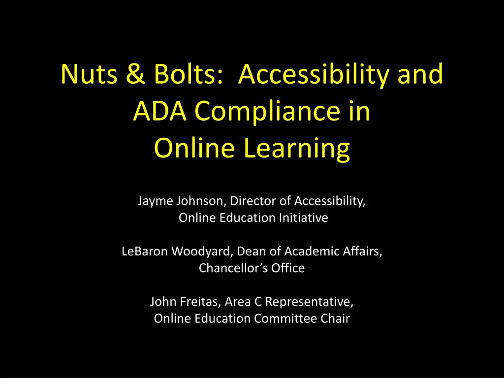 nuts bolts accessibility and ada compliance in online learning