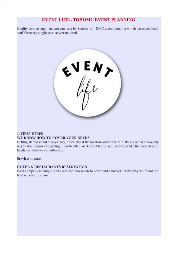 EVENT LIFE-- TOP DMC EVENT PLANNING
