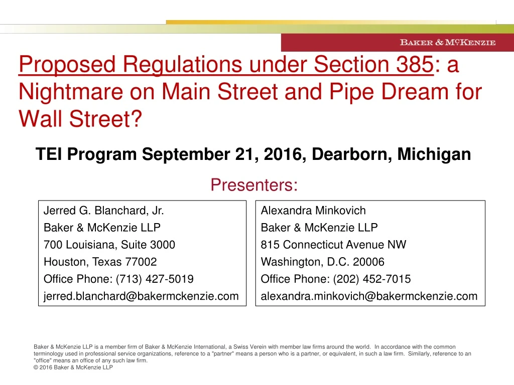 proposed regulations under section 385 a nightmare on main street and pipe dream for wall street