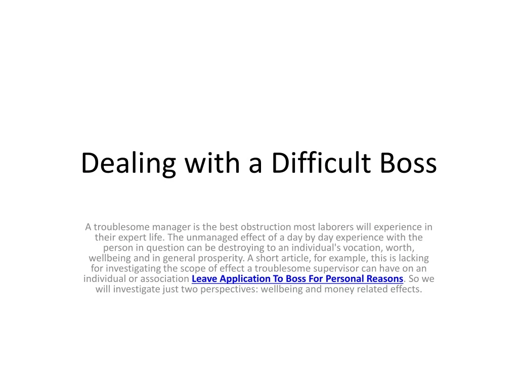 dealing with a difficult boss