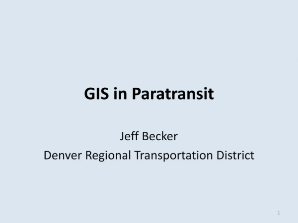 GIS in Paratransit