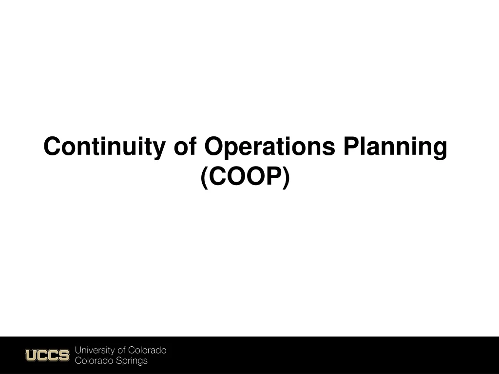 continuity of operations planning coop