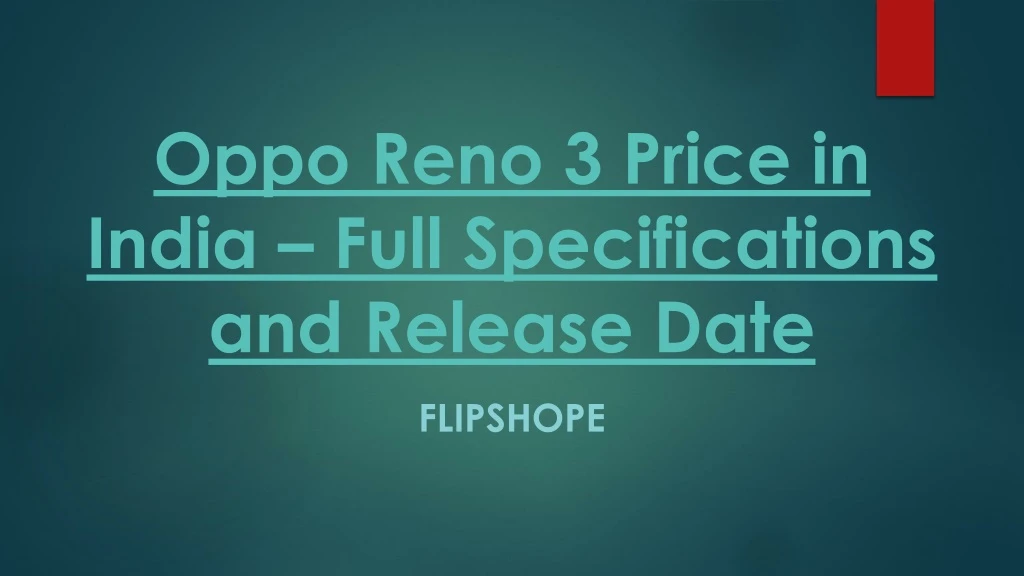 oppo reno 3 price in india full specifications and release date