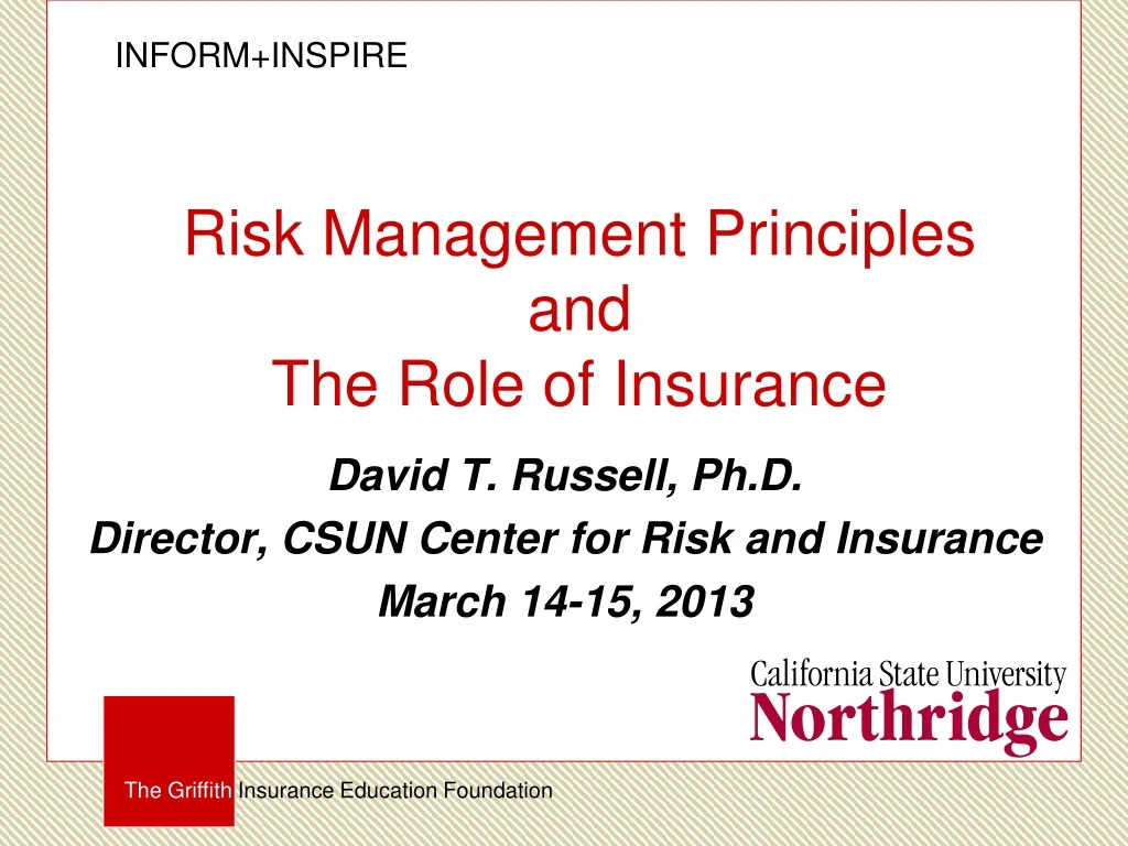 risk management principles and t he role of insurance