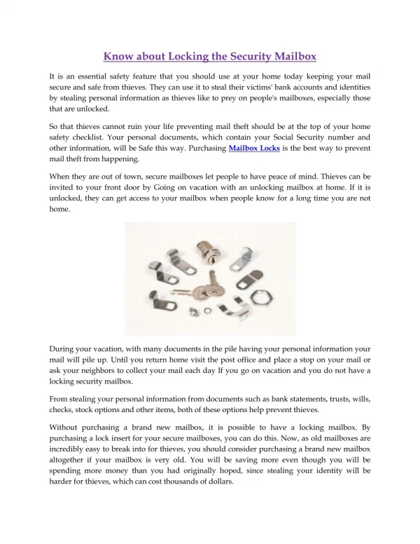 know about locking the security mailbox