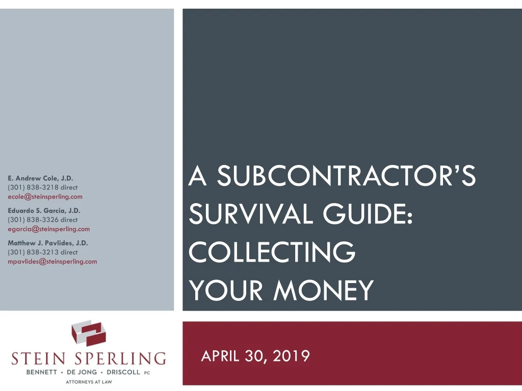 a subcontractor s survival guide collecting your money