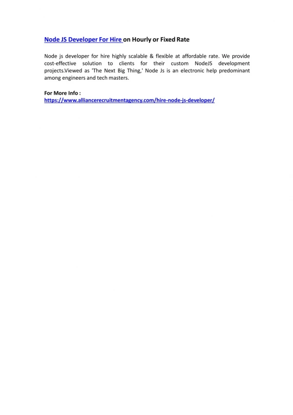 node js developer for hire on hourly or fixed