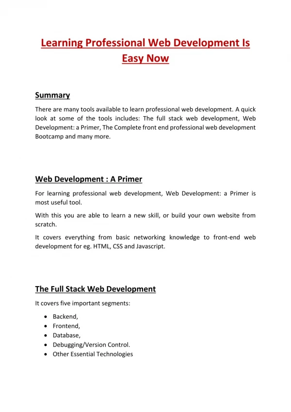 learning professional web development is easy now