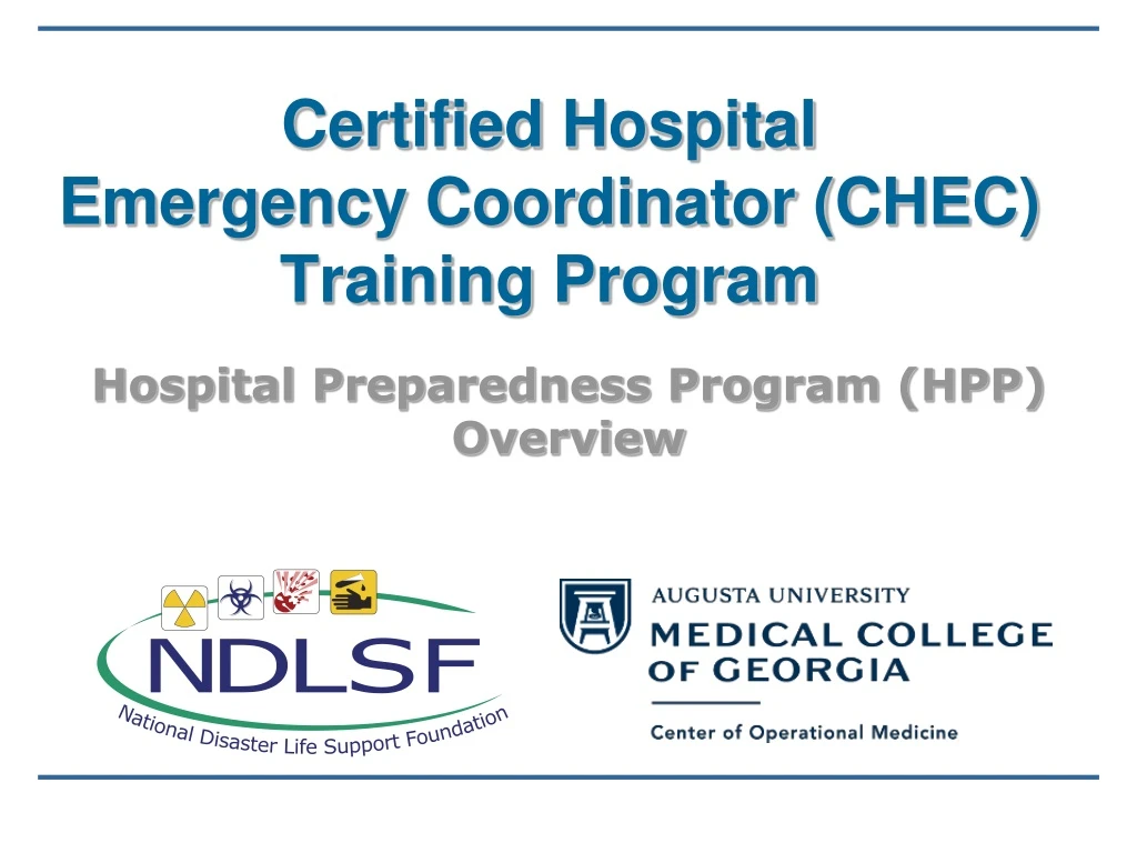 certified hospital emergency coordinator chec training program