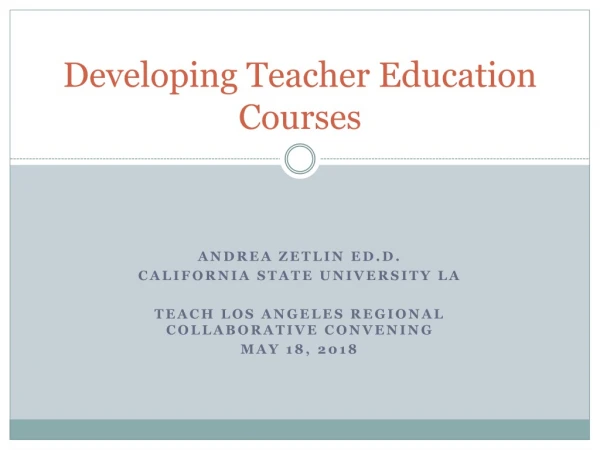 Developing Teacher Education Courses