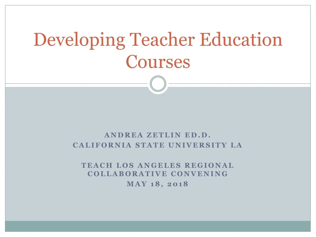 developing teacher education courses