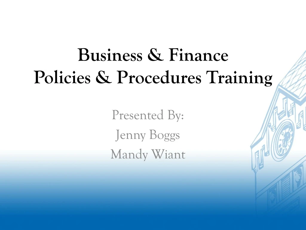 business finance policies procedures training