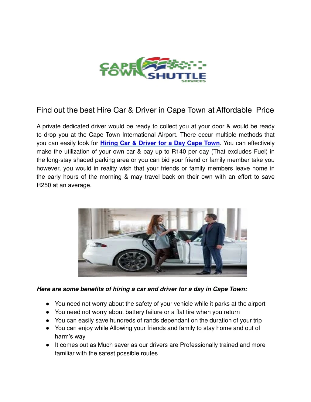 find out the best hire car driver in cape town