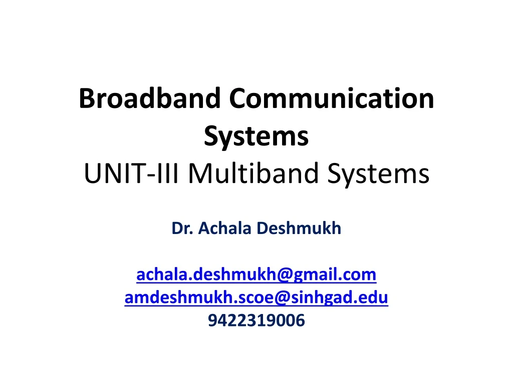 broadband communication systems unit iii multiband systems