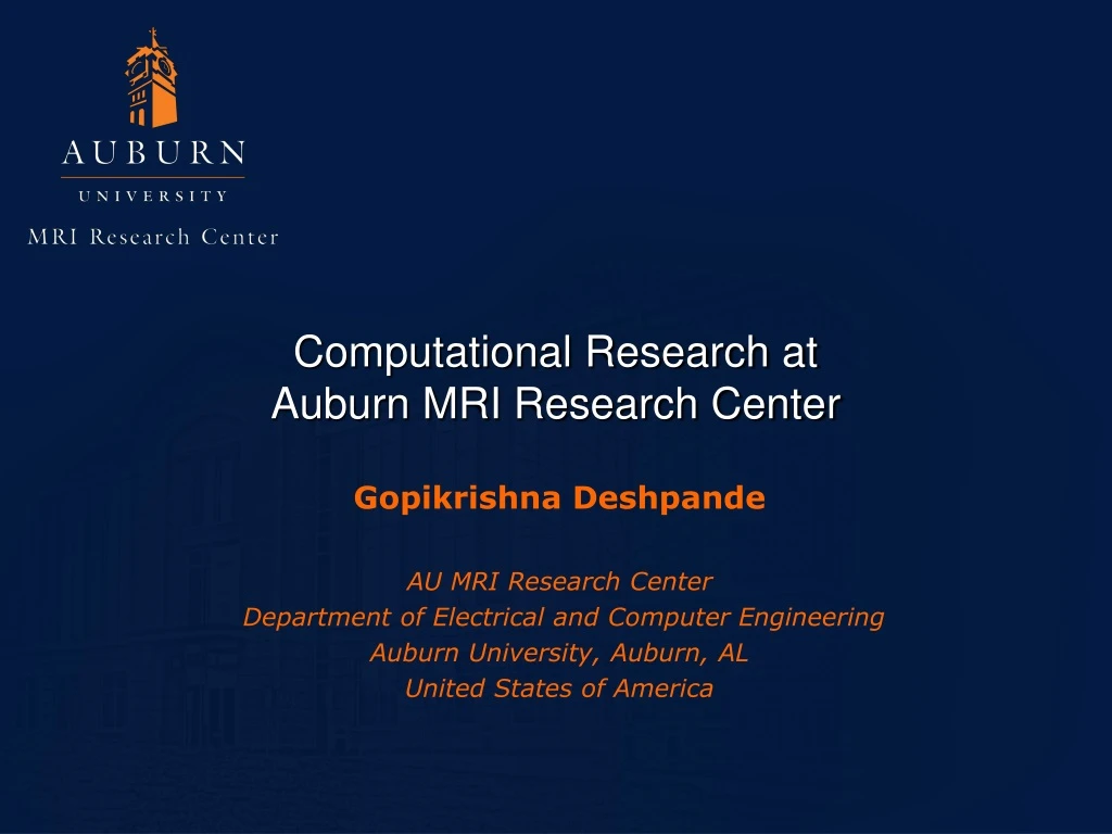 computational research at auburn mri research center