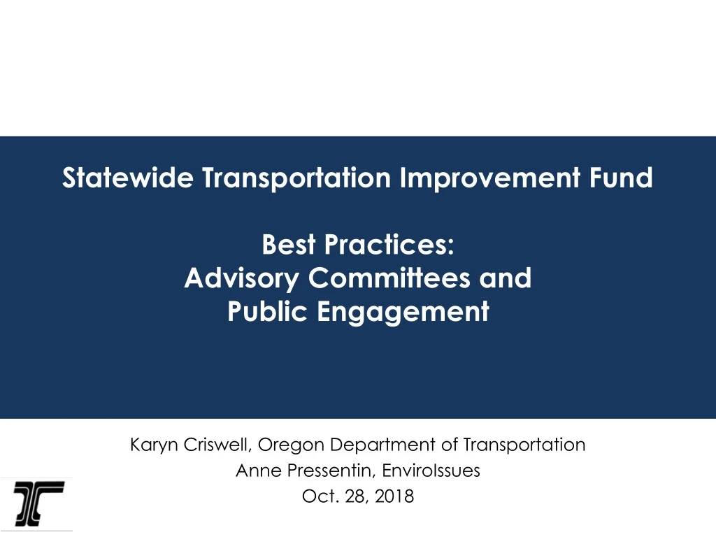 statewide transportation improvement fund best practices advisory committees and public engagement