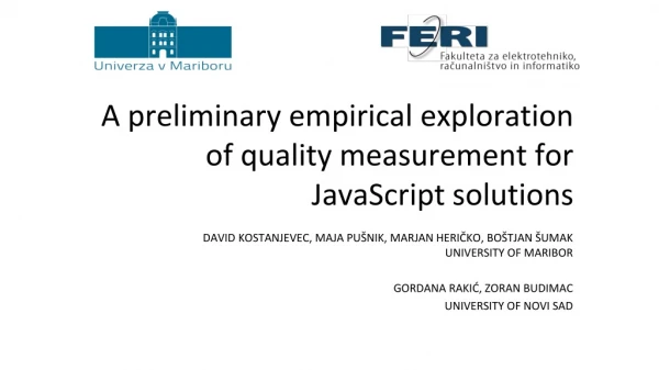 A preliminary empirical exploration of quality measurement for JavaScript solutions