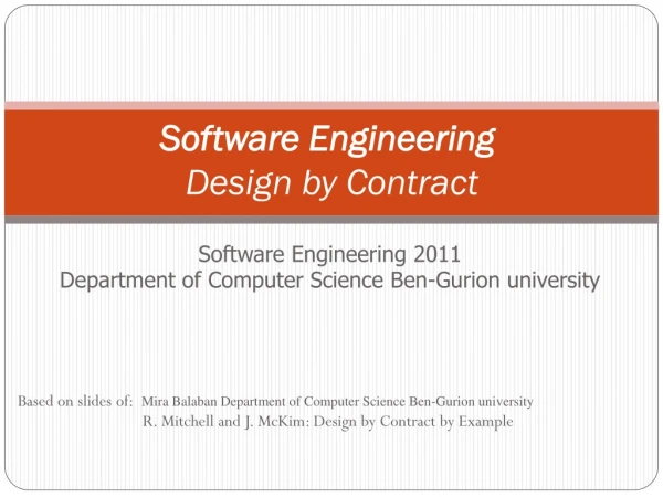 Software Engineering Design by Contract