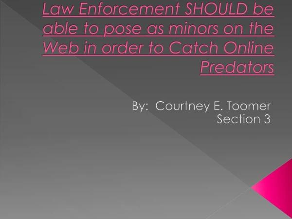 Law Enforcement SHOULD be able to pose as minors on the Web in order to Catch Online Predators