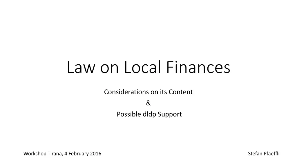 law on local finances