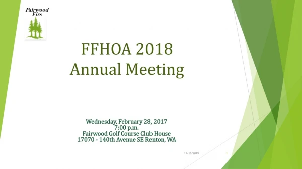 FFHOA 2018 Annual Meeting