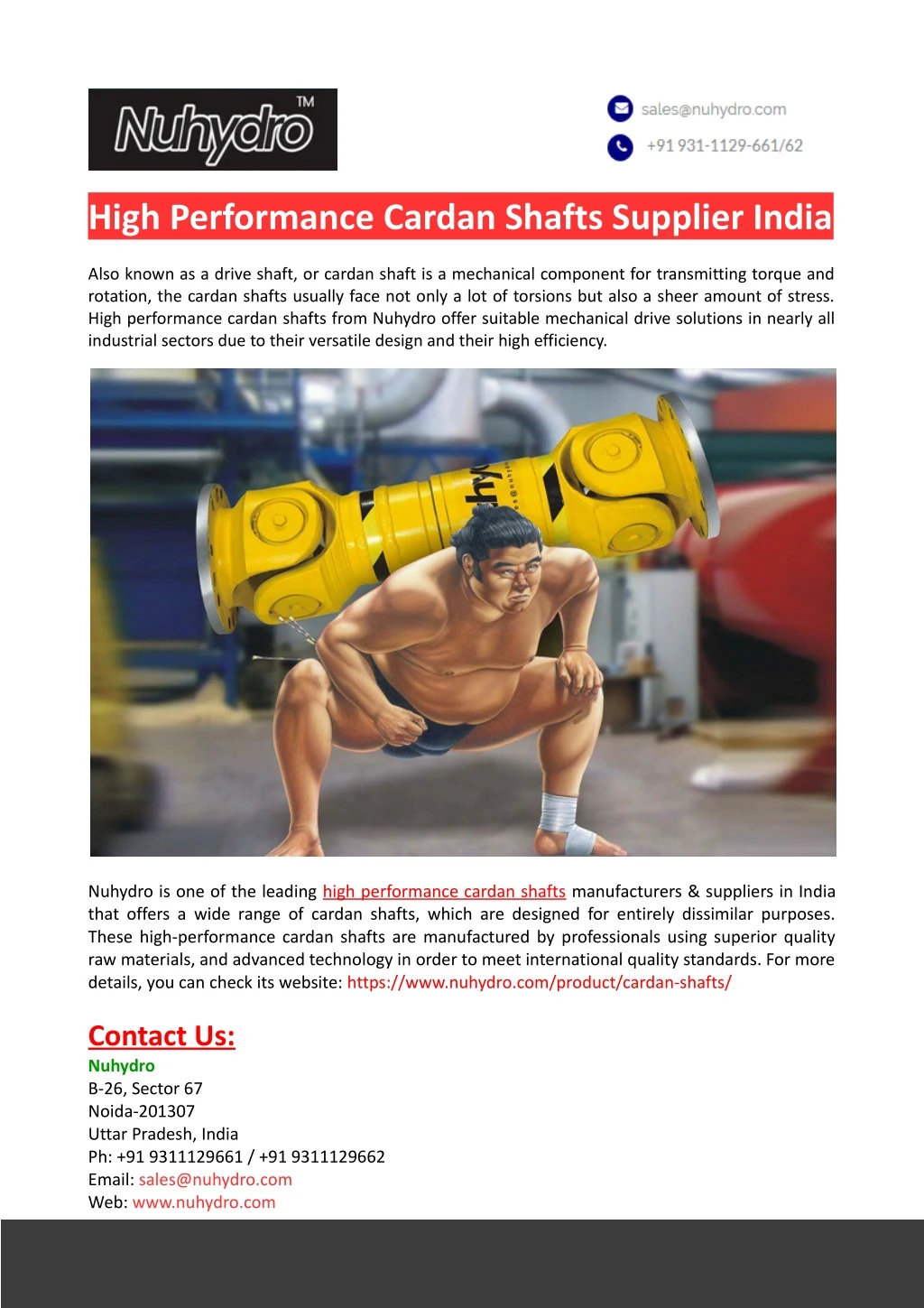 high performance cardan shafts supplier india