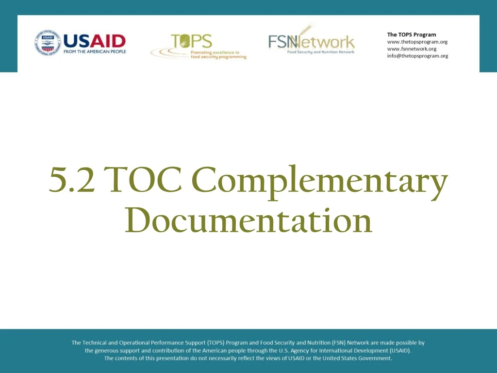 5 2 toc complementary documentation