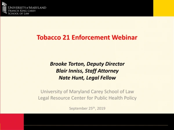Tobacco 21 Enforcement Webinar