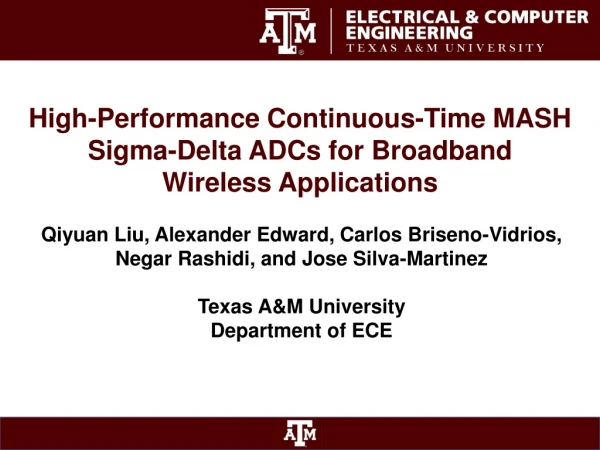 High-Performance Continuous-Time MASH Sigma-Delta ADCs for Broadband Wireless Applications