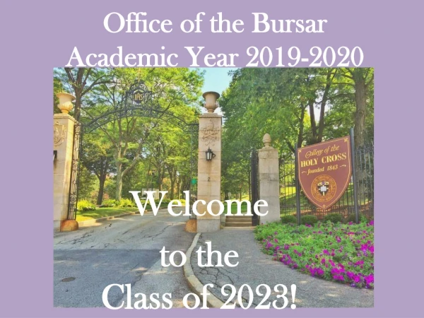 Office of the Bursar Academic Year 2019-2020