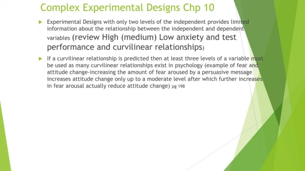 Complex Experimental Designs Chp 10