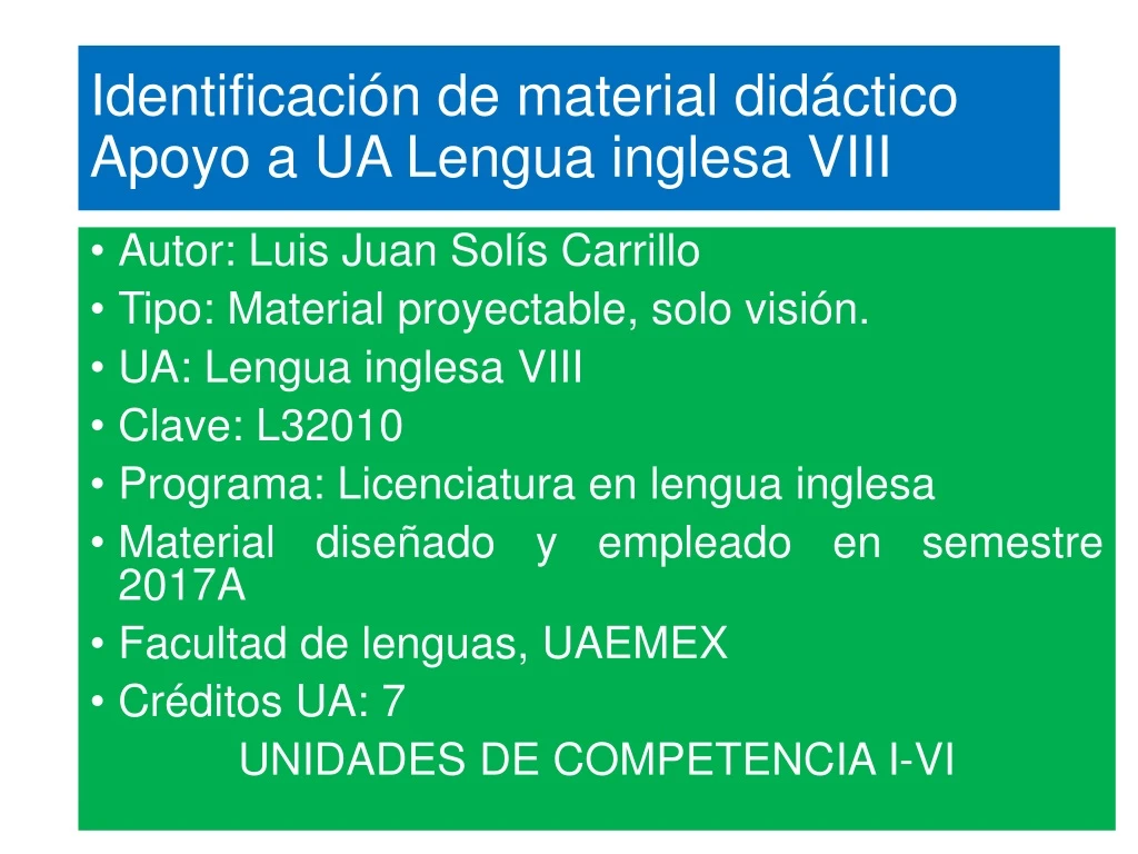 identificaci n de material did ctico apoyo a ua lengua inglesa viii