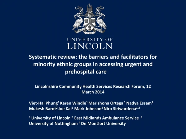 Lincolnshire Community Health Services Research Forum, 12 March 2014