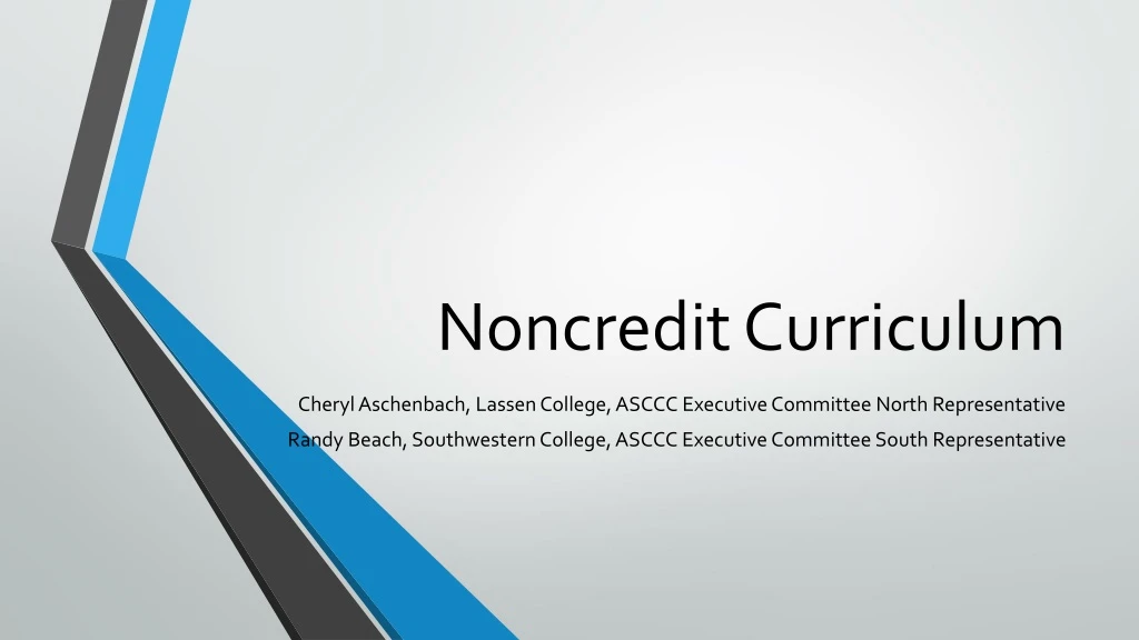 noncredit curriculum