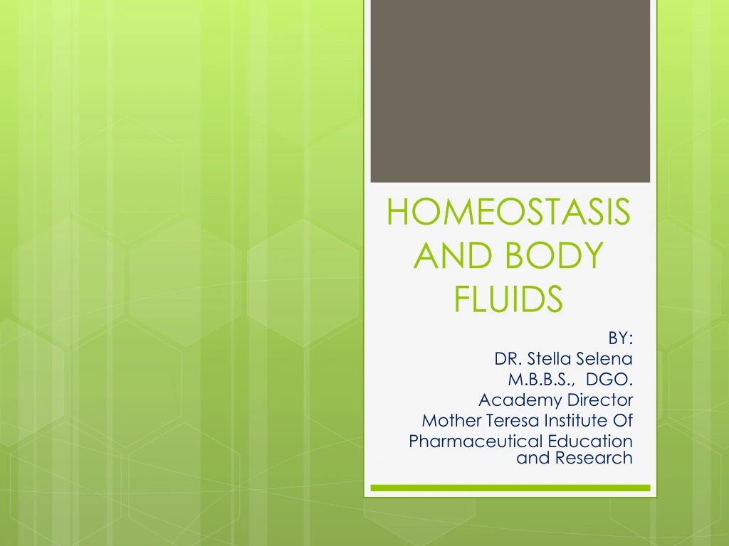 homeostasis and body fluids