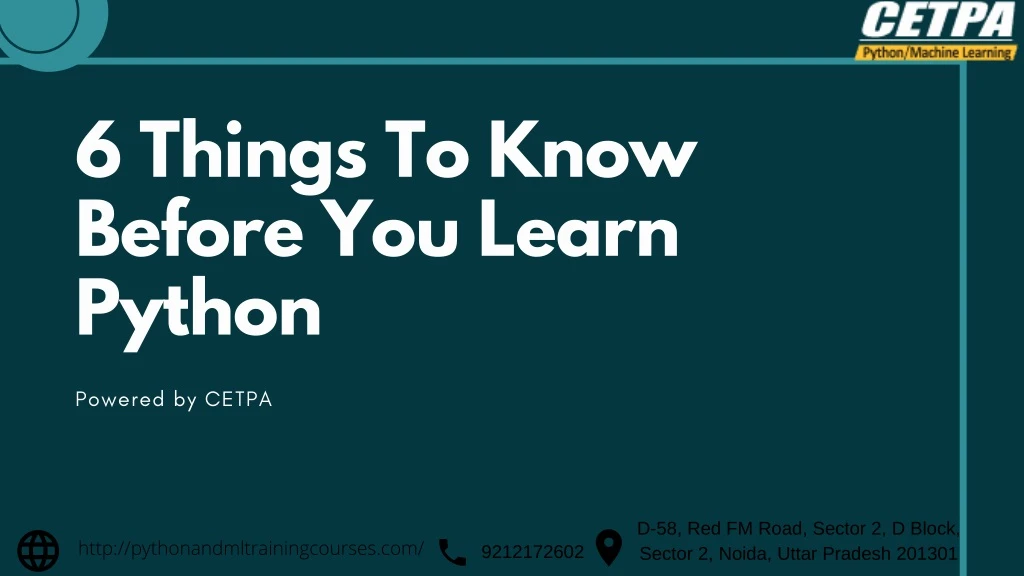 6 things to know before you learn python