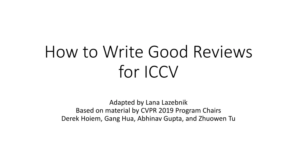 how to write good reviews for iccv