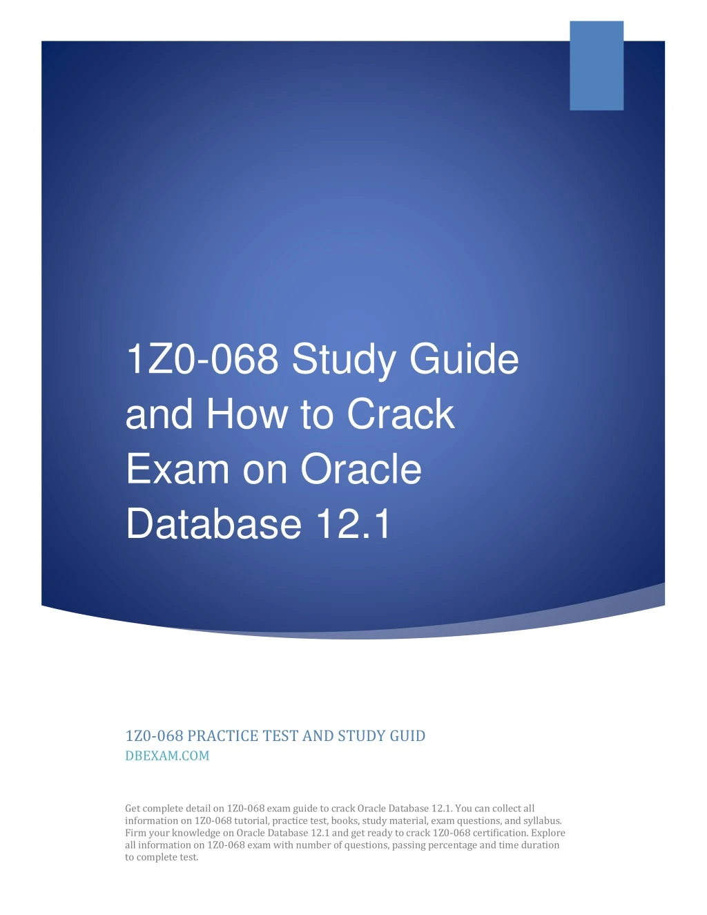 1z0 068 study guide and how to crack exam