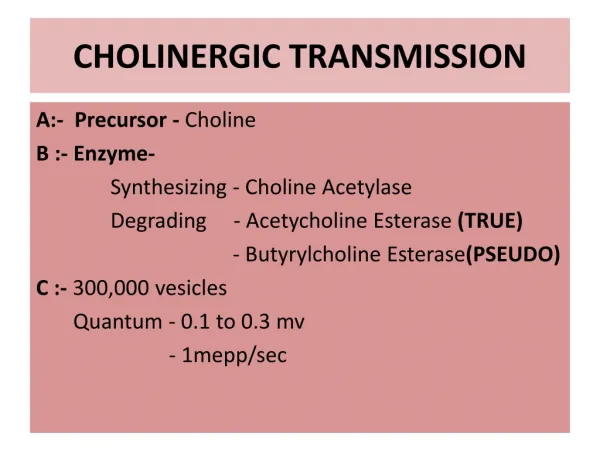 CHOLINERGIC TRANSMISSION