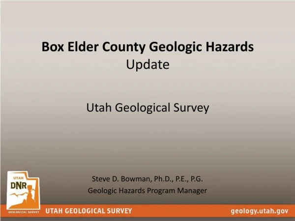 Box Elder County Geologic Hazards Update Utah Geological Survey