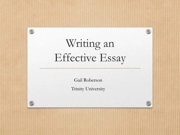 Writing an Effective Essay