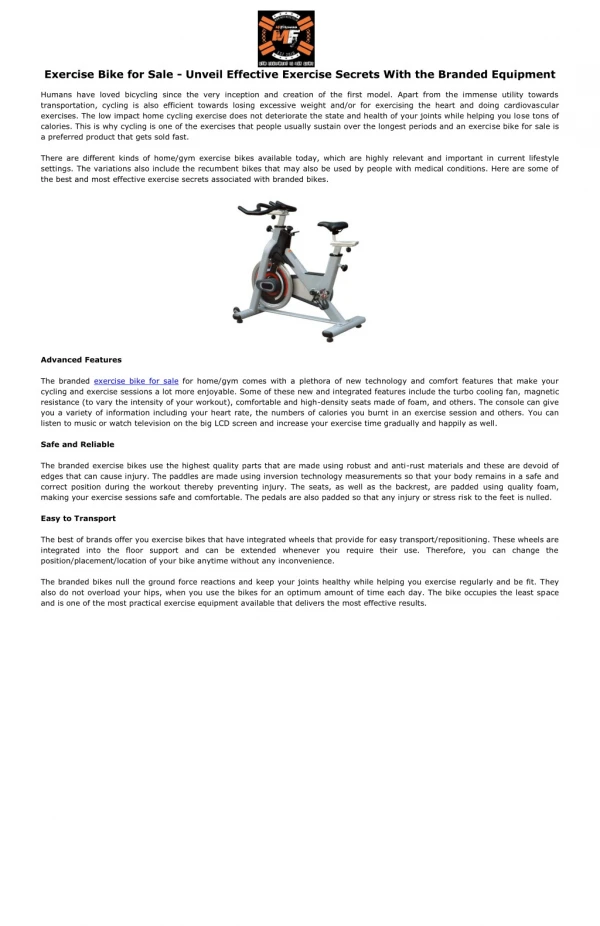 Exercise Bike for Sale - Unveil Effective Exercise Secrets With the Branded Equipment